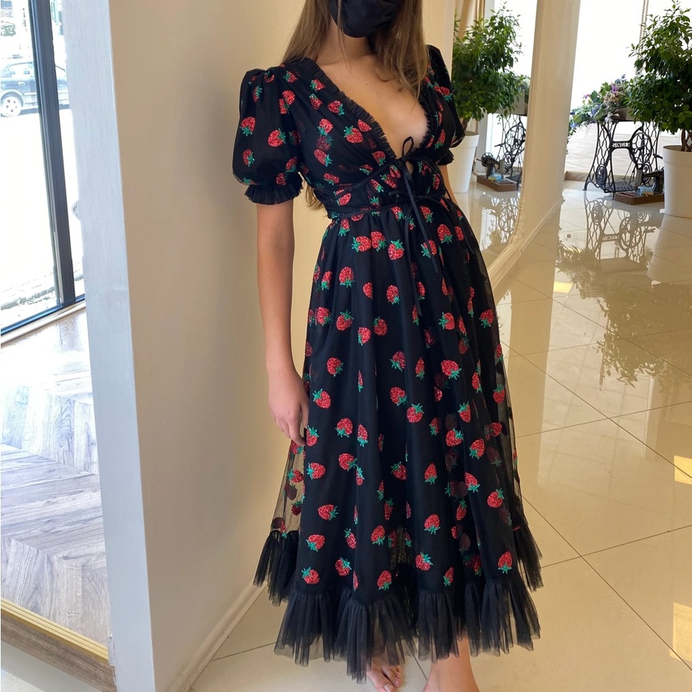 Black strawberry dress lirika matoshi